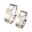 Wedding rings yellow and white gold with diamonds width 6.5 mm