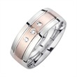 Wedding rings red and white gold with diamonds width 7 mm