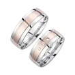 Wedding rings red and white gold with diamonds width 7 mm