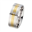 Wedding rings yellow and white gold with diamond width 7 mm