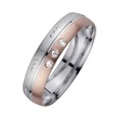 Wedding rings in red and white gold with diamonds width 4.5 mm