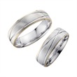 Wedding rings white and yellow gold width 6 mm