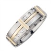 Wedding rings white and yellow gold with diamonds width 6 mm