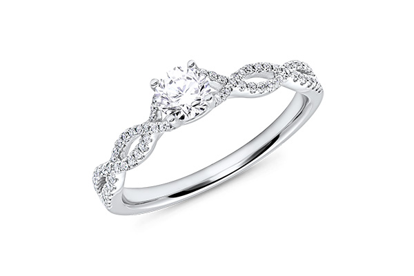 An Engagement ring with curved ring shank and side stone setting