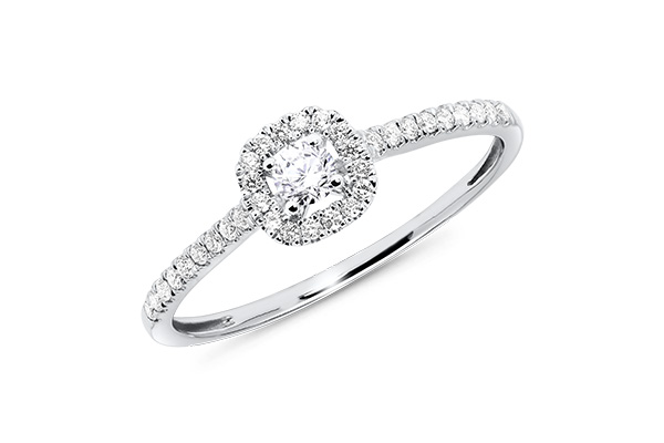 A Halo Ring with side stone setting